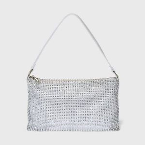 Wild Fable Rhinestone Mesh Shoulder Bag in Silver
